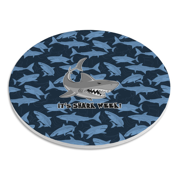 Sharks Round Stone Trivet - Angle View