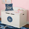 Sharks Round Wall Decal on Toy Chest