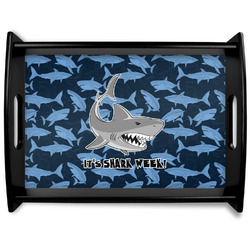 Sharks Black Wooden Tray - Large w/ Name or Text