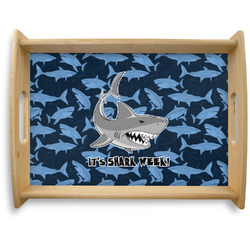 Sharks Natural Wooden Tray - Large w/ Name or Text