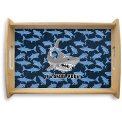 Sharks Natural Wooden Tray - Small w/ Name or Text