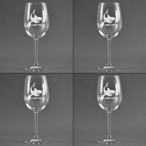 Sharks Set of Four Personalized Wineglasses (Approval)