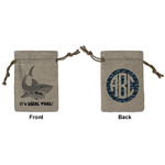 Sharks Small Burlap Gift Bag - Front & Back (Personalized)
