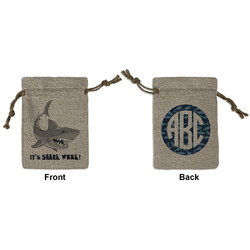 Sharks Small Burlap Gift Bag - Front & Back (Personalized)