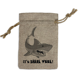 Sharks Small Burlap Gift Bag - Front (Personalized)