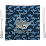 Sharks 9.5" Glass Square Lunch / Dinner Plate- Single or Set of 4 (Personalized)