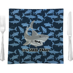Sharks 9.5" Glass Square Lunch / Dinner Plate- Single or Set of 4 (Personalized)