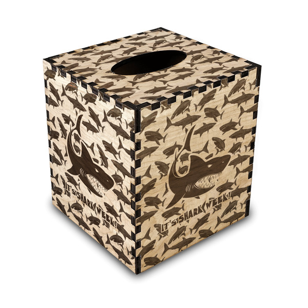 Custom Sharks Wood Tissue Box Cover - Square (Personalized)