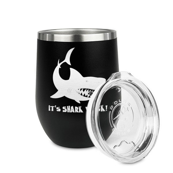 Sharks Stainless Wine Tumblers - Black - Double Sided - Alt View