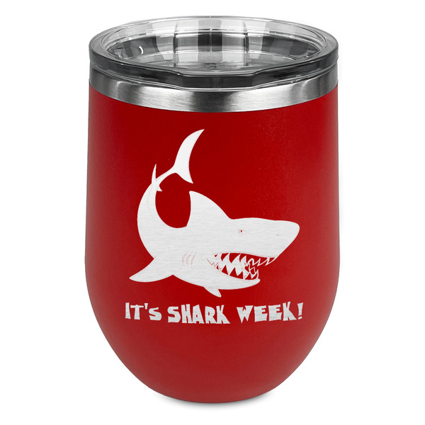 Custom Sharks Stemless Stainless Steel Wine Tumbler - Red - Double Sided (Personalized)