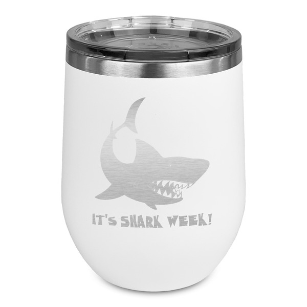 Custom Sharks Stemless Stainless Steel Wine Tumbler - White - Double Sided (Personalized)