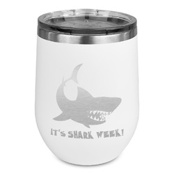 Sharks Stemless Stainless Steel Wine Tumbler - White - Single Sided (Personalized)