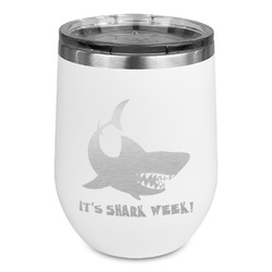Sharks Stemless Stainless Steel Wine Tumbler - White - Single Sided (Personalized)