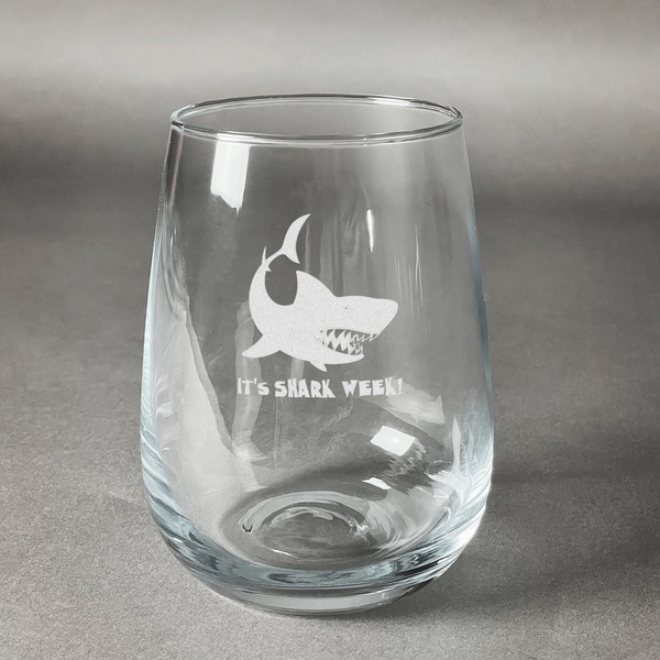 Custom Sharks Stemless Wine Glass (Single) (Personalized)