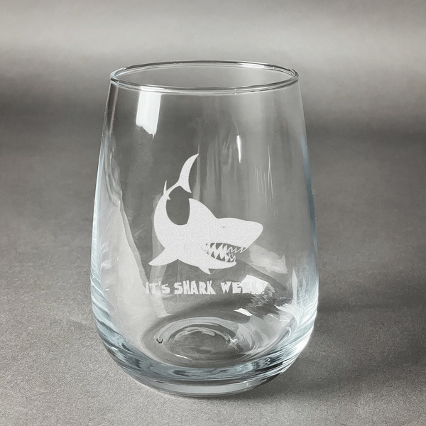 Custom Sharks Stemless Wine Glass - Engraved (Personalized)