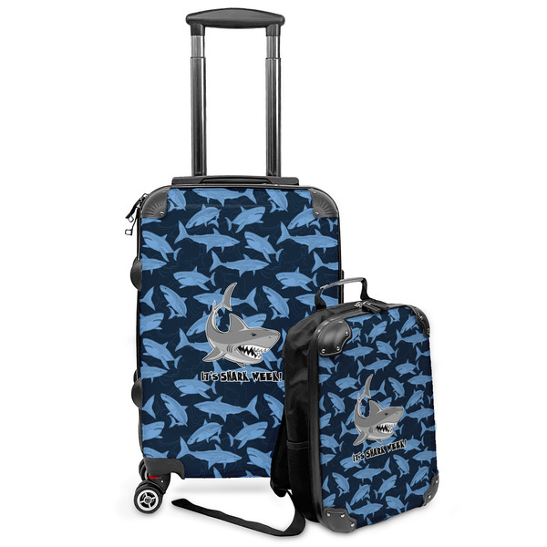 Custom Sharks Kids 2-Piece Luggage Set - Suitcase & Backpack (Personalized)