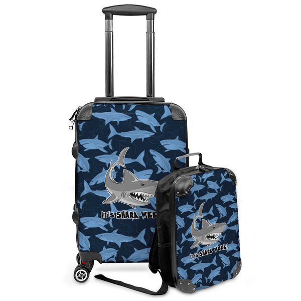Custom Sharks Kids 2-Piece Luggage Set - Suitcase & Backpack (Personalized)
