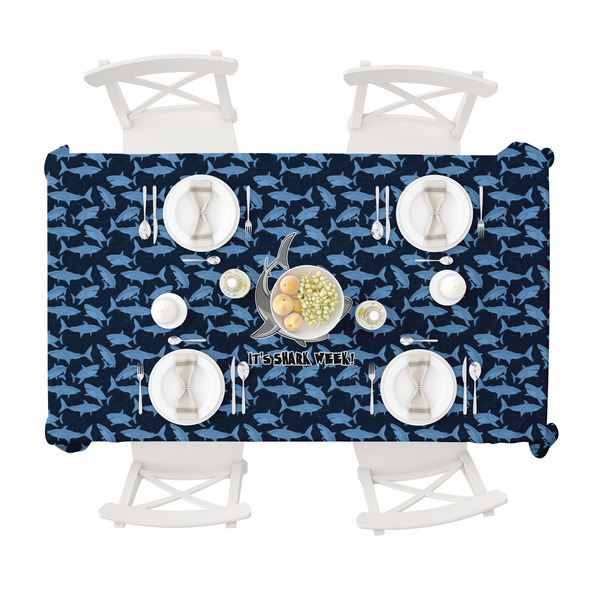 Sharks Tablecloths (58"x102") - TOP VIEW (with plates)