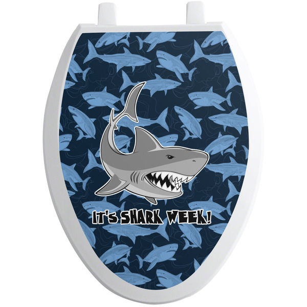Custom Sharks Toilet Seat Decal - Elongated (Personalized)