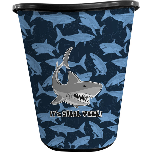 Custom Sharks Waste Basket - Double Sided (Black) w/ Name or Text