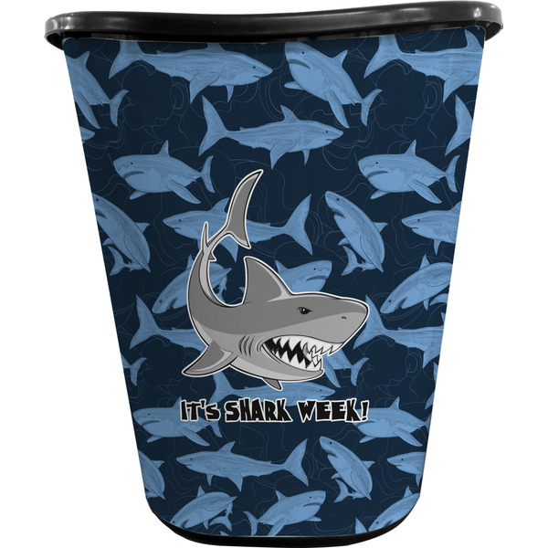 Custom Sharks Waste Basket - Single Sided (Black) w/ Name or Text