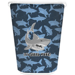 Sharks Waste Basket - Single Sided (White) w/ Name or Text