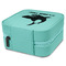 Sharks Travel Jewelry Boxes - Leather - Teal - View from Rear