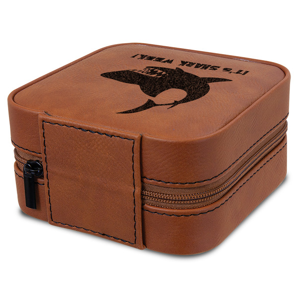 Sharks Travel Jewelry Boxes - Leatherette - Rawhide - View from Rear