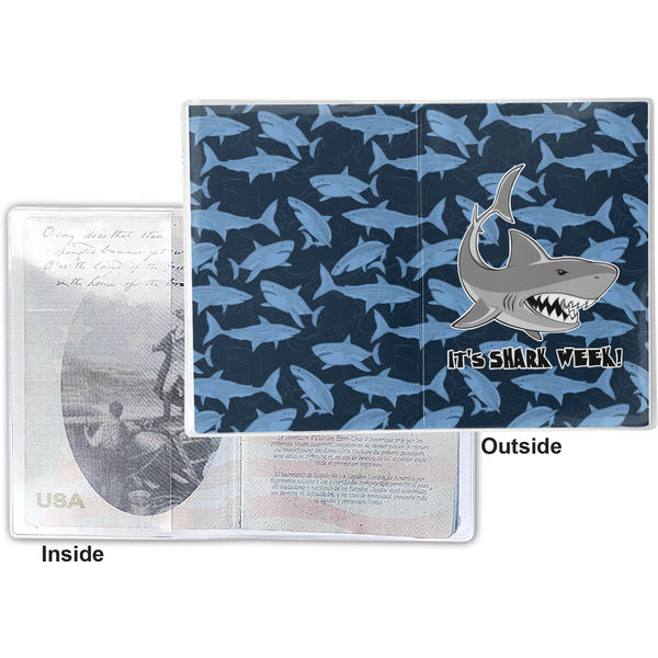 Sharks Vinyl Passport Holder - Flat Front and Back