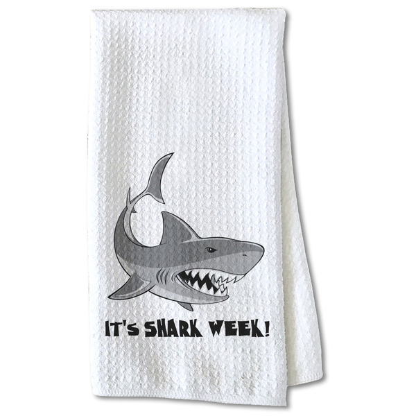Custom Sharks Kitchen Towel - Waffle Weave - Partial Print (Personalized)