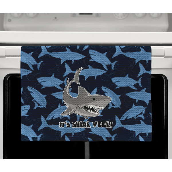 Sharks Waffle Weave Towel - Full Color Print - Lifestyle2 Image