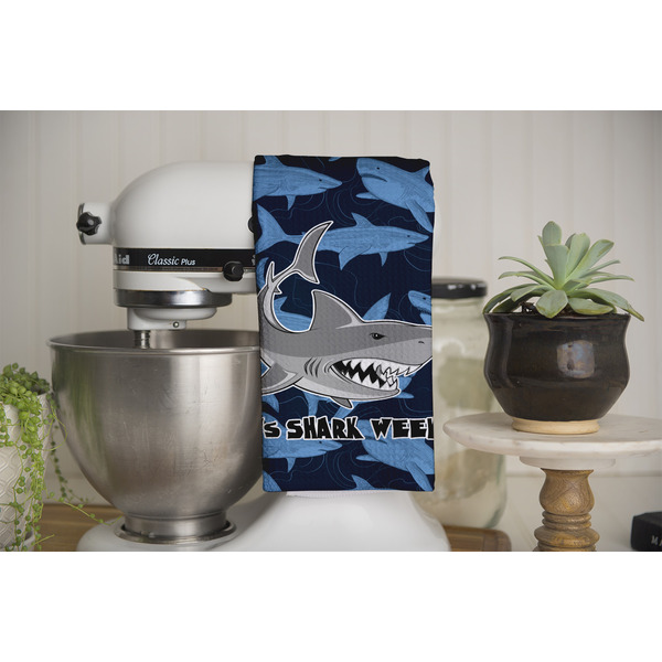 Sharks Waffle Weave Towel - Full Color Print - Lifestyle Image