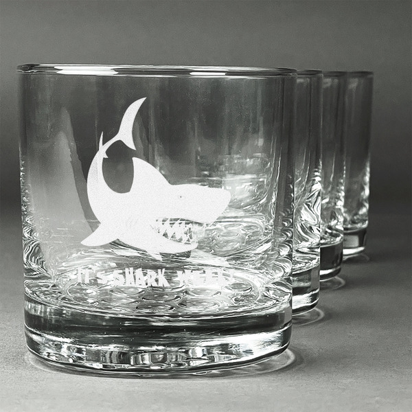 Custom Sharks Whiskey Glasses (Set of 4) (Personalized)