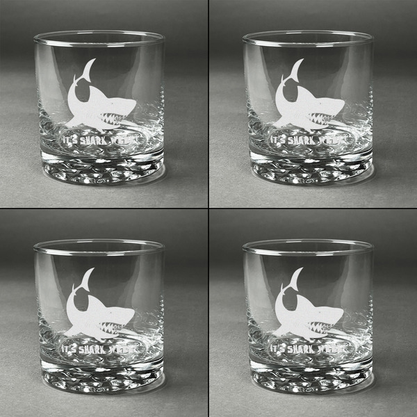 Sharks Whiskey Glasses - Set of 4 all Engraved