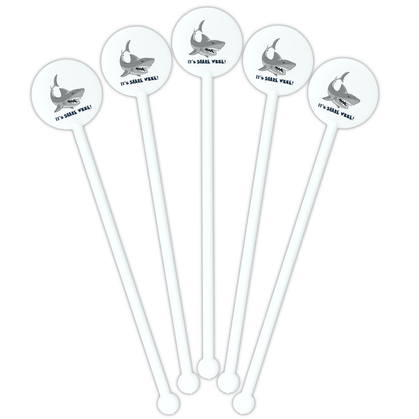 Sharks White Plastic 5.5" Stir Stick - Fan View