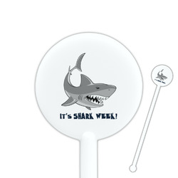Sharks 5.5" Round Plastic Stir Sticks - White - Single Sided (Personalized)