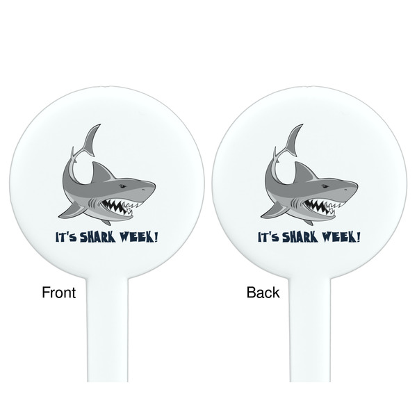 Sharks White Plastic 7" Stir Stick - Double Sided - Round - Front & Back