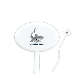 Sharks 7" Oval Plastic Stir Sticks - White - Single Sided (Personalized)