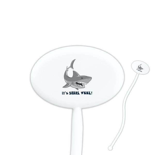 Custom Sharks 7" Oval Plastic Stir Sticks - White - Single Sided (Personalized)