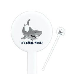 Sharks 7" Round Plastic Stir Sticks - White - Single Sided (Personalized)
