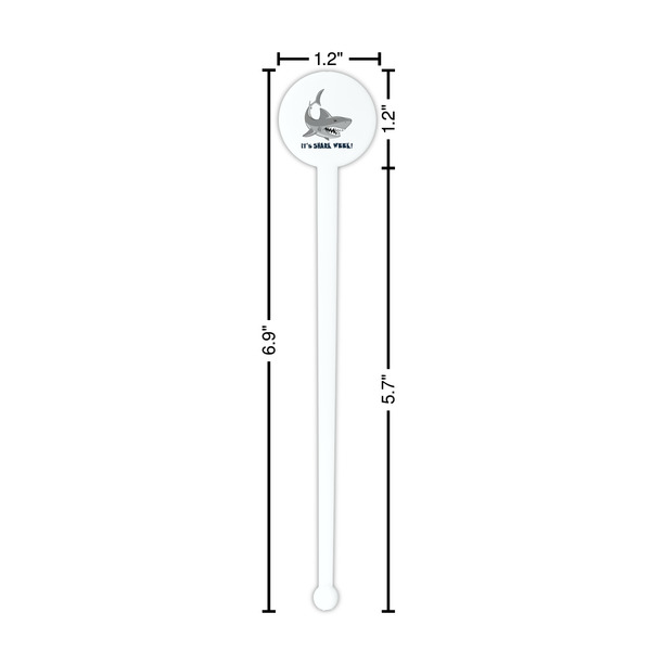 Sharks White Plastic 7" Stir Stick - Round - Dimensions