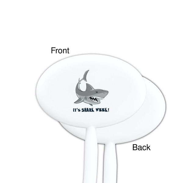 Sharks White Plastic 7" Stir Stick - Single Sided - Oval - Front & Back