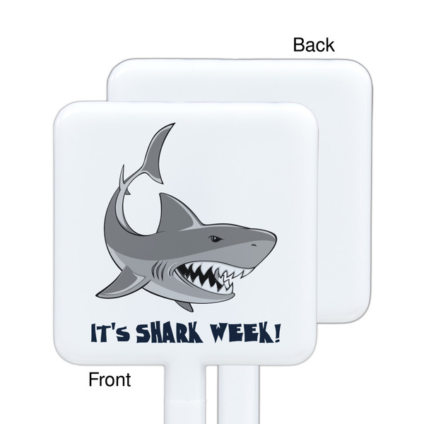 Sharks White Plastic Stir Stick - Single Sided - Square - Approval