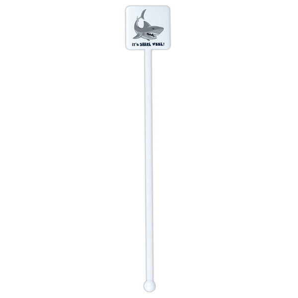 Sharks White Plastic Stir Stick - Single Sided - Square - Single Stick
