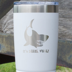 Sharks 20 oz Stainless Steel Tumbler - White - Single Sided (Personalized)
