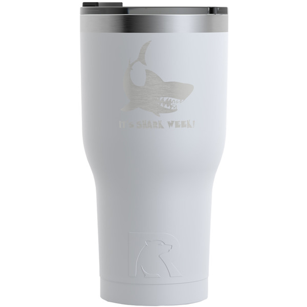 Custom Sharks RTIC Tumbler - White - Engraved Front (Personalized)