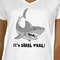 Sharks White V-Neck T-Shirt on Model - CloseUp