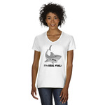 Sharks Women's V-Neck T-Shirt - White (Personalized)
