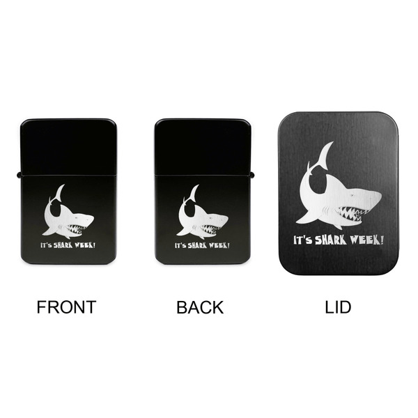 Sharks Windproof Lighters - Black, Double Sided, w Lid - APPROVAL