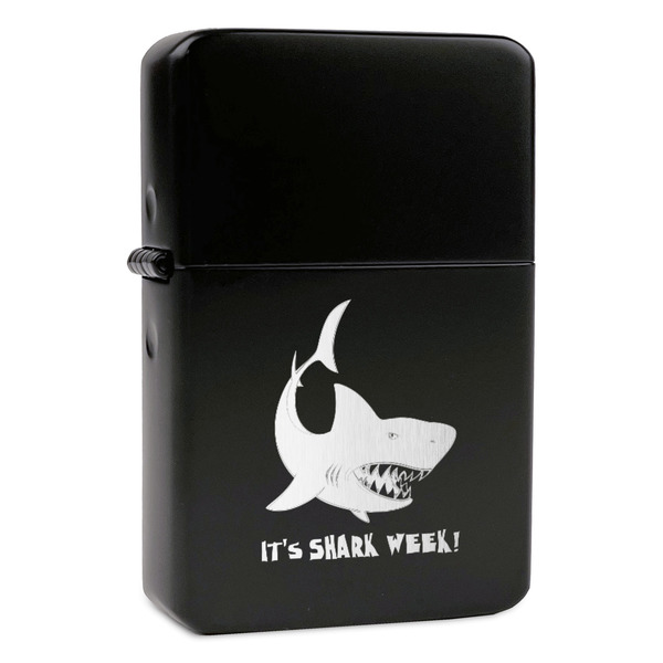 Custom Sharks Windproof Lighter - Black - Single Sided (Personalized)